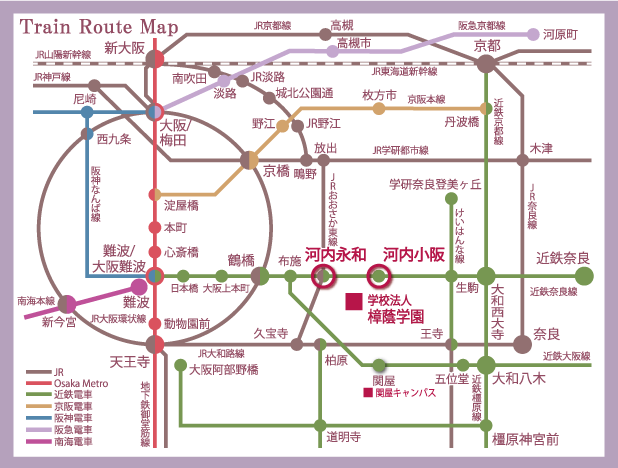 学校法人樟蔭学園周辺路線図