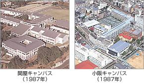 写真：関屋キャンパス（1987年）・小阪キャンパス（1987年）