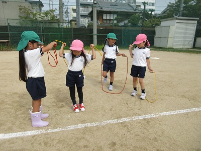 一緒に縄跳びしたよ